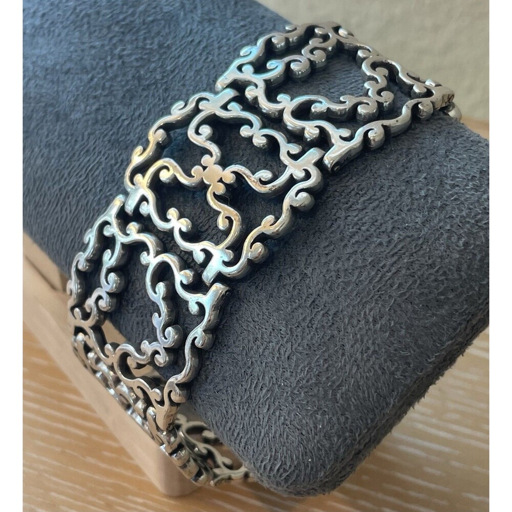 Brighton Open Filigree Scroll Silvertone Statement Bracelet Women’s Jewelry
